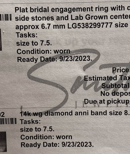 Lab-grown platinum, princess cut wedding band set - Image 2